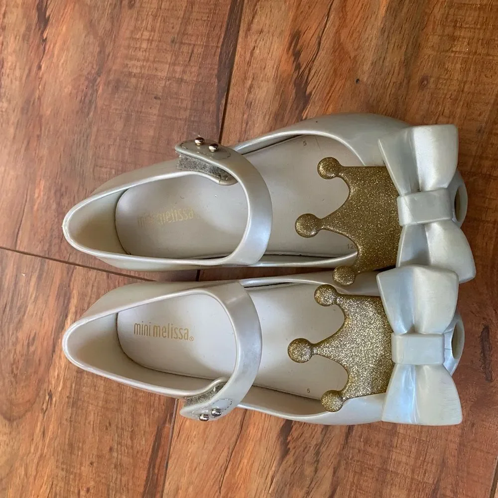 Mini Melissa Disney Princess Ultragirl Jelly Shoes Cream Gold Size 10